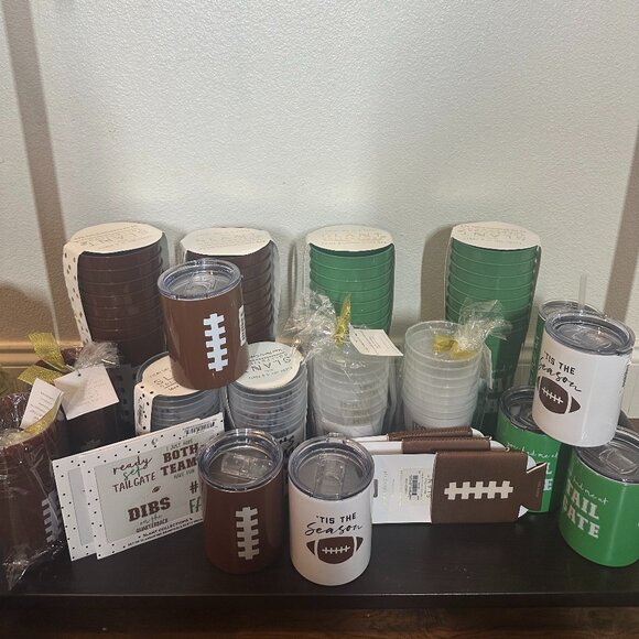 Slant Sports Day NFL Football Tailgate Cups Green And Brown Bundle